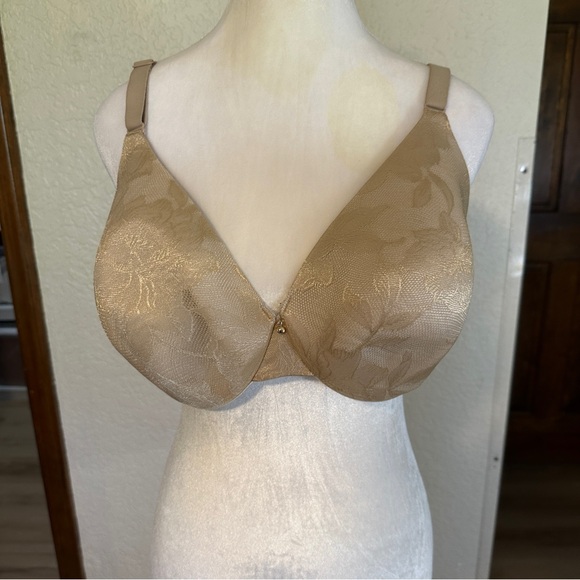 Cacique Lightly Lined Full Coverage Plus Size 38DD Gold Lace Overlay Bra - Picture 2 of 10